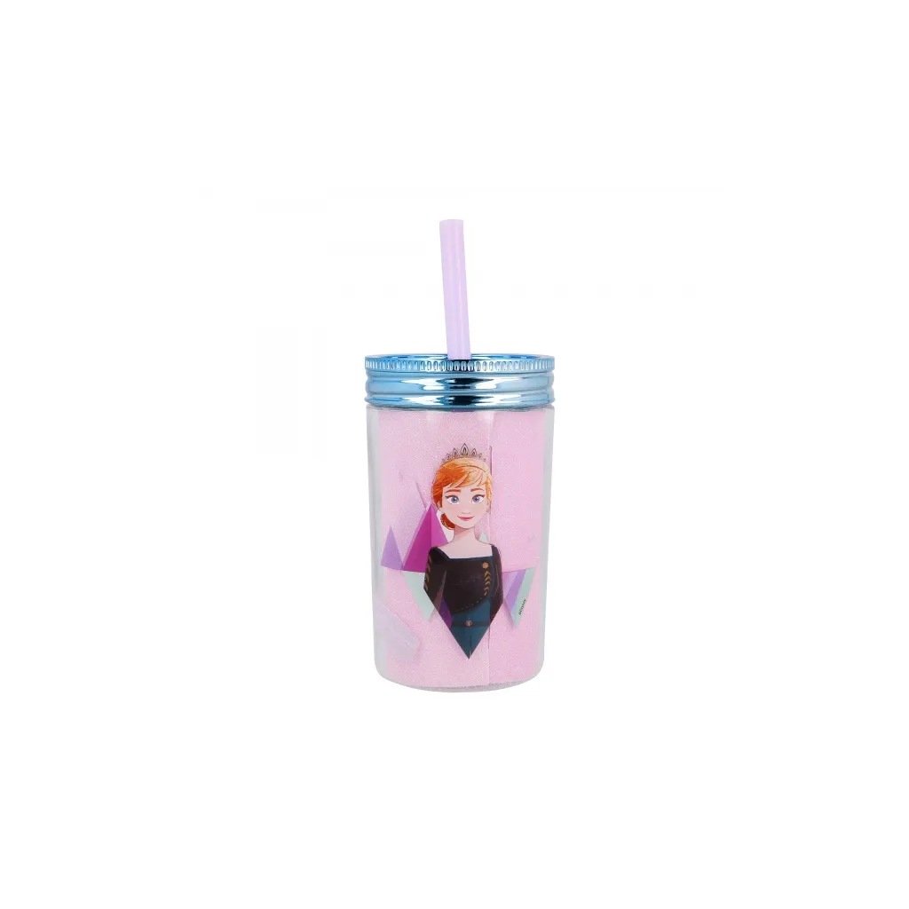 Plastový termo pohár so šrubovacím viečkom a slamkou DISNEY FROZEN, 370ml, 60455