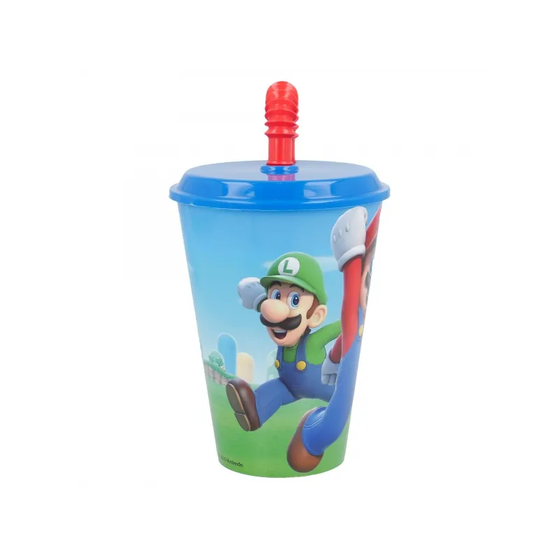 Plastový pohár s víkem a brčkem SUPER MARIO 430ml, 21430