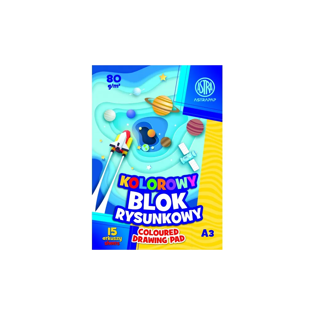 ASTRA farebné papiere  A3, 15 listov, 80g/m2, mix motívov, 106021009