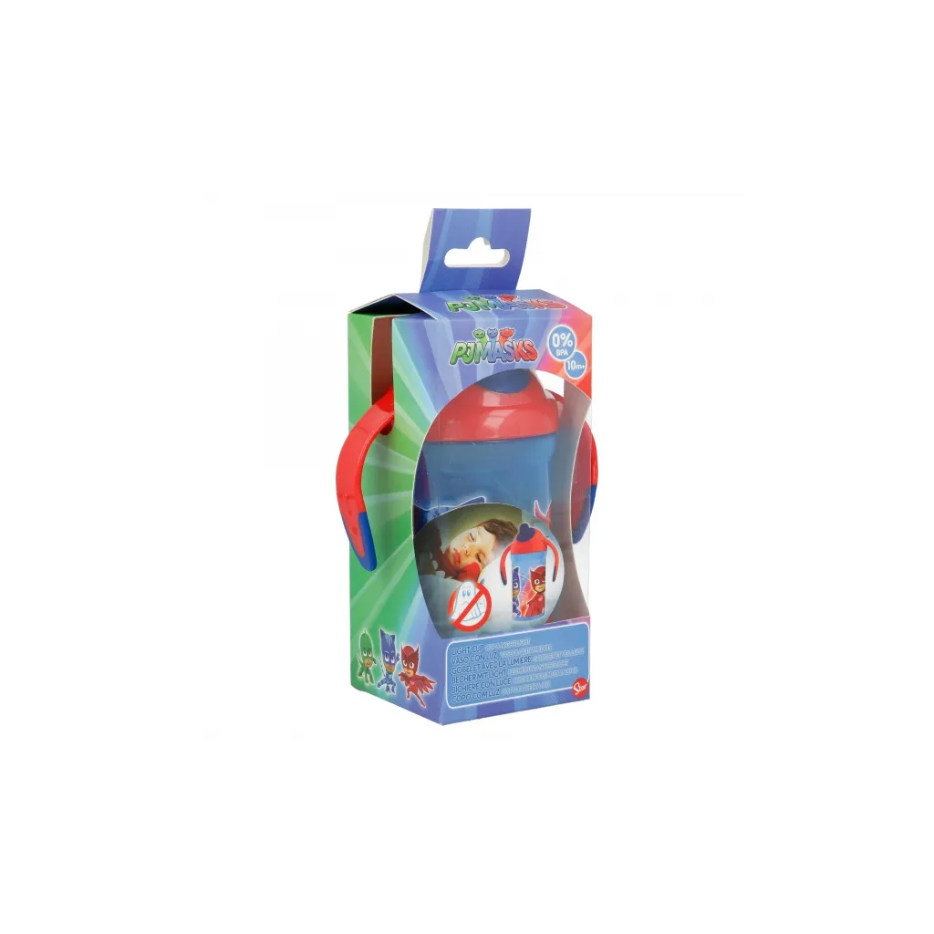 Tréningový hrnček so silikónovým náustkom a svetielkom, PJ MASKS, 300ml, 30140