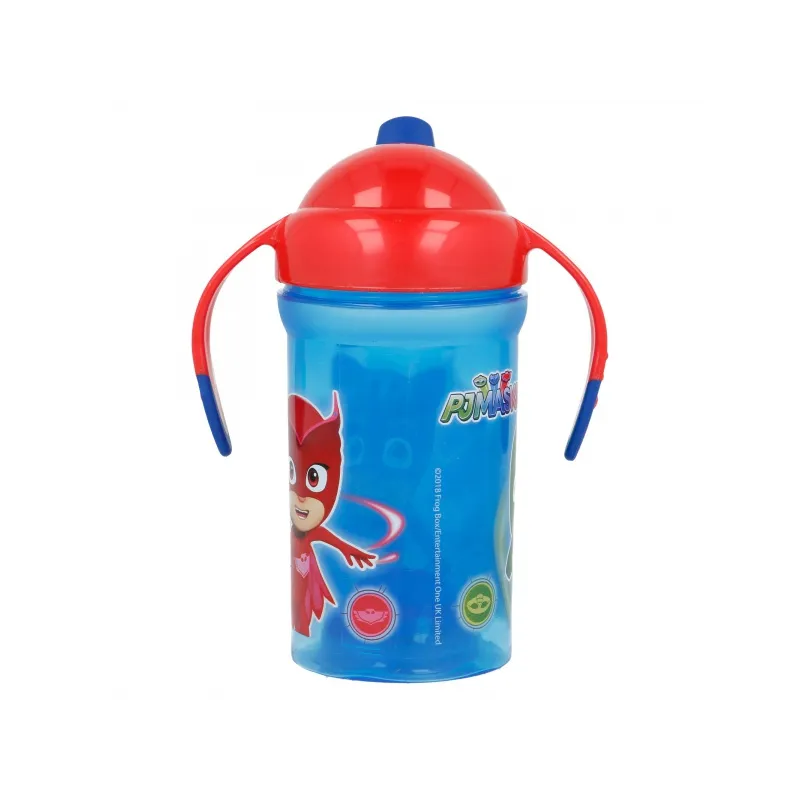 Tréningový hrnček so silikónovým náustkom a svetielkom, PJ MASKS, 300ml, 30140