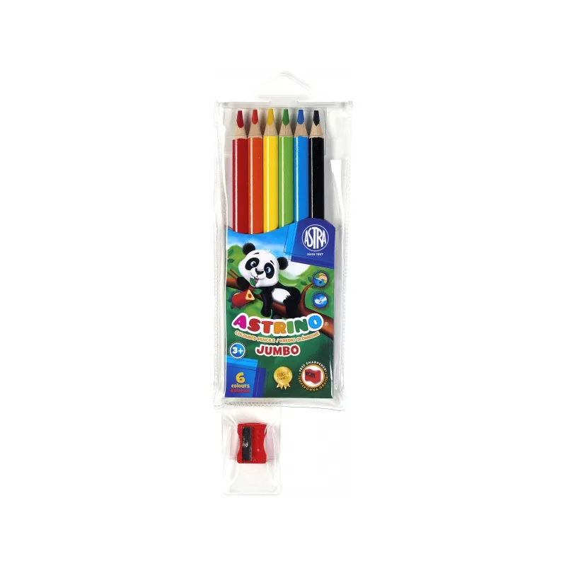 ASTRINO Školské ergonomické trojhranné farbičky JUMBO 6ks + strúhadlo, 312115003 ASTRINO Školské ergonomické trojhranné farbičky JUMBO 6ks + strúhadlo, 312115003