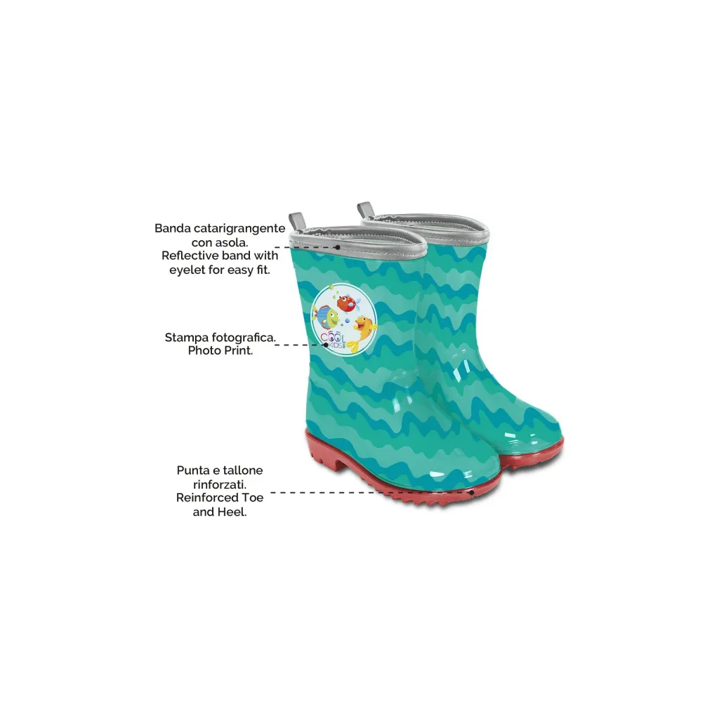 PERLETTI Detské reflexné gumáky COOL KIDS Rybky , 15593