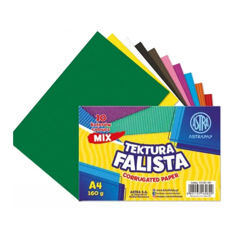 ASTRAPAP Vlnitý papier / lepenka, A4, 10 ks, mix farieb, 113021001