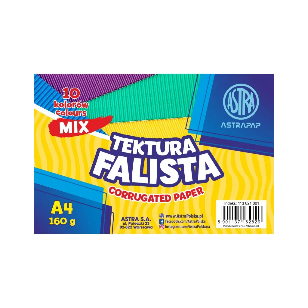 ASTRAPAP Vlnitý papír / lepenka, A4, 10 ks, mix barev, 113021001