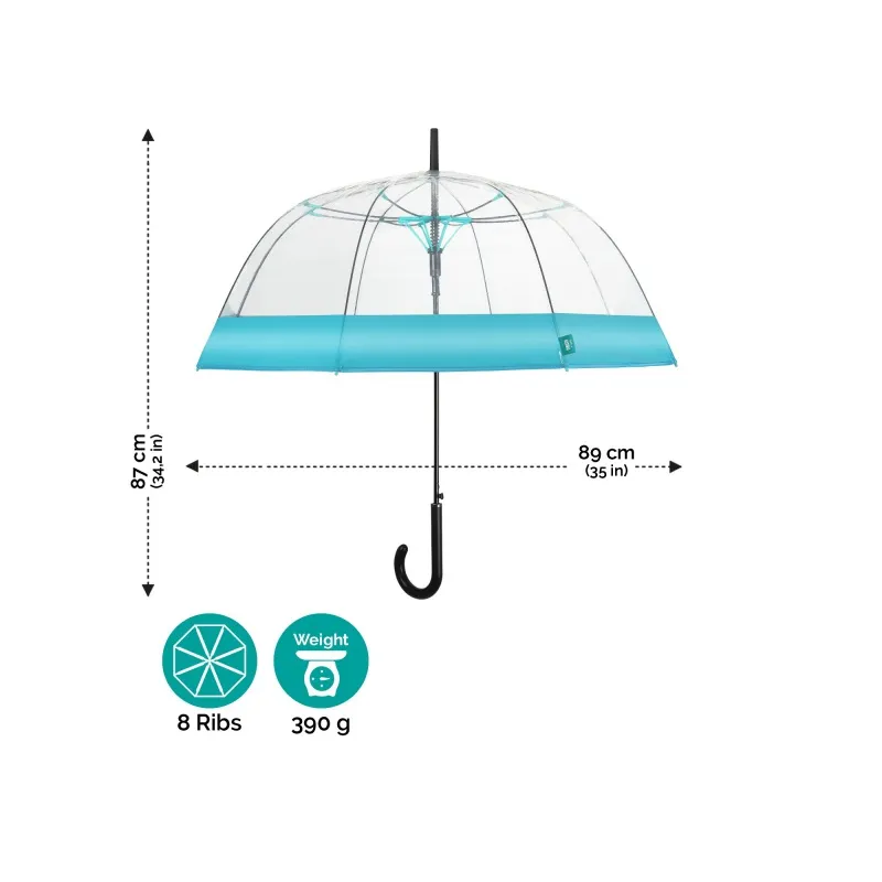 PERLETTI Dámsky automatický dáždnik COLOR BORDER Transparent / ružová, 26137