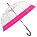 PERLETTI Dámsky automatický dáždnik COLOR BORDER Transparent / ružová, 26137