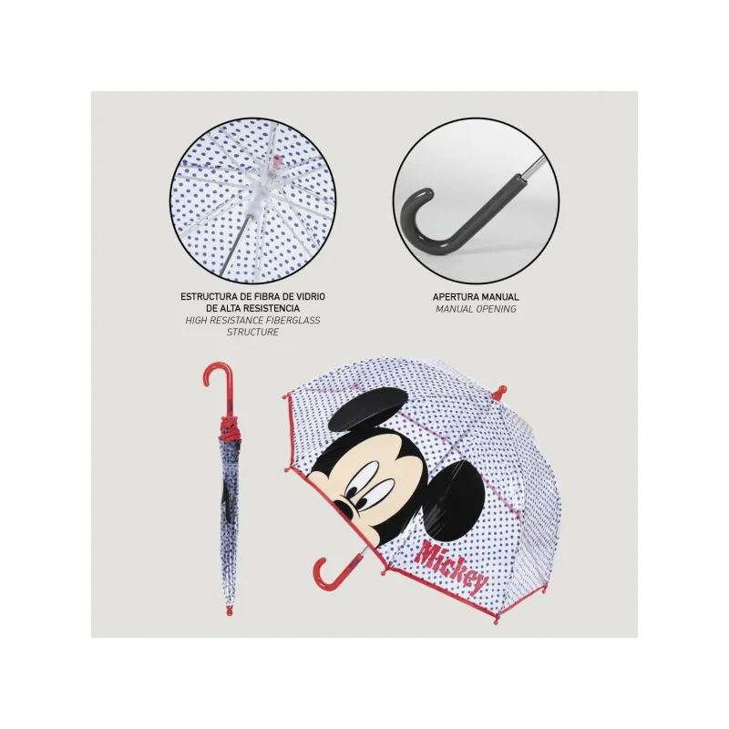 Detský dáždnik MICKEY MOUSE Transparent, 2400000617