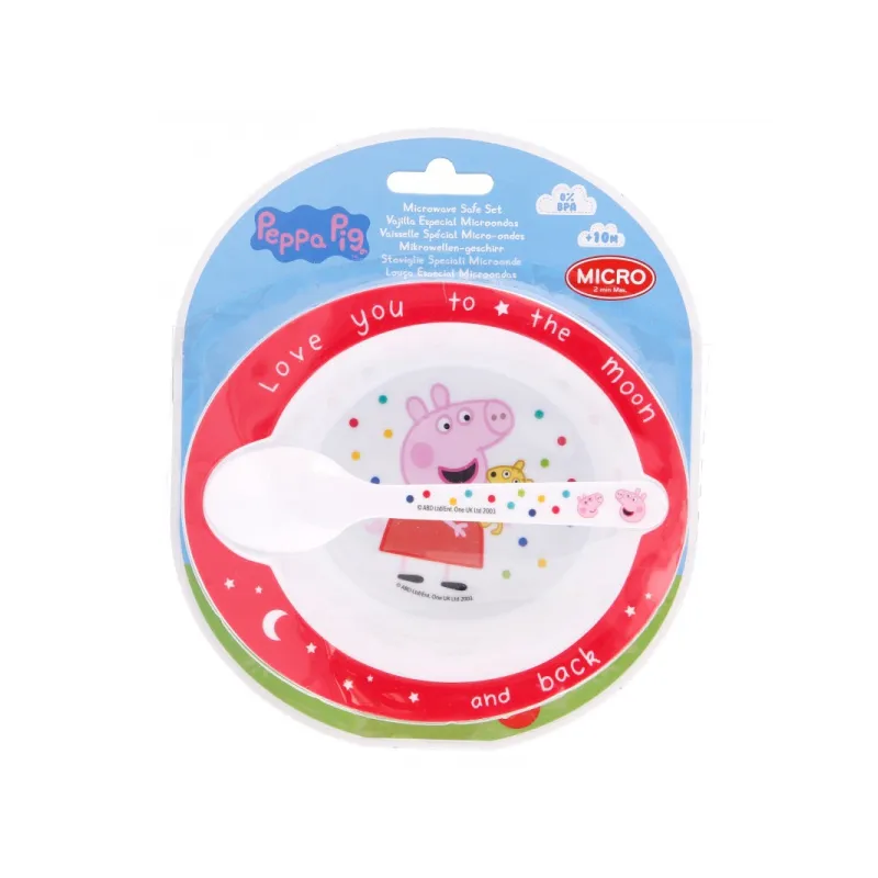 Detský plastový riad 2ks, PEPPA PIG Baby, miska, lyžička, 13478 Detský plastový riad 2ks, PEPPA PIG Baby, miska, lyžička, 13478