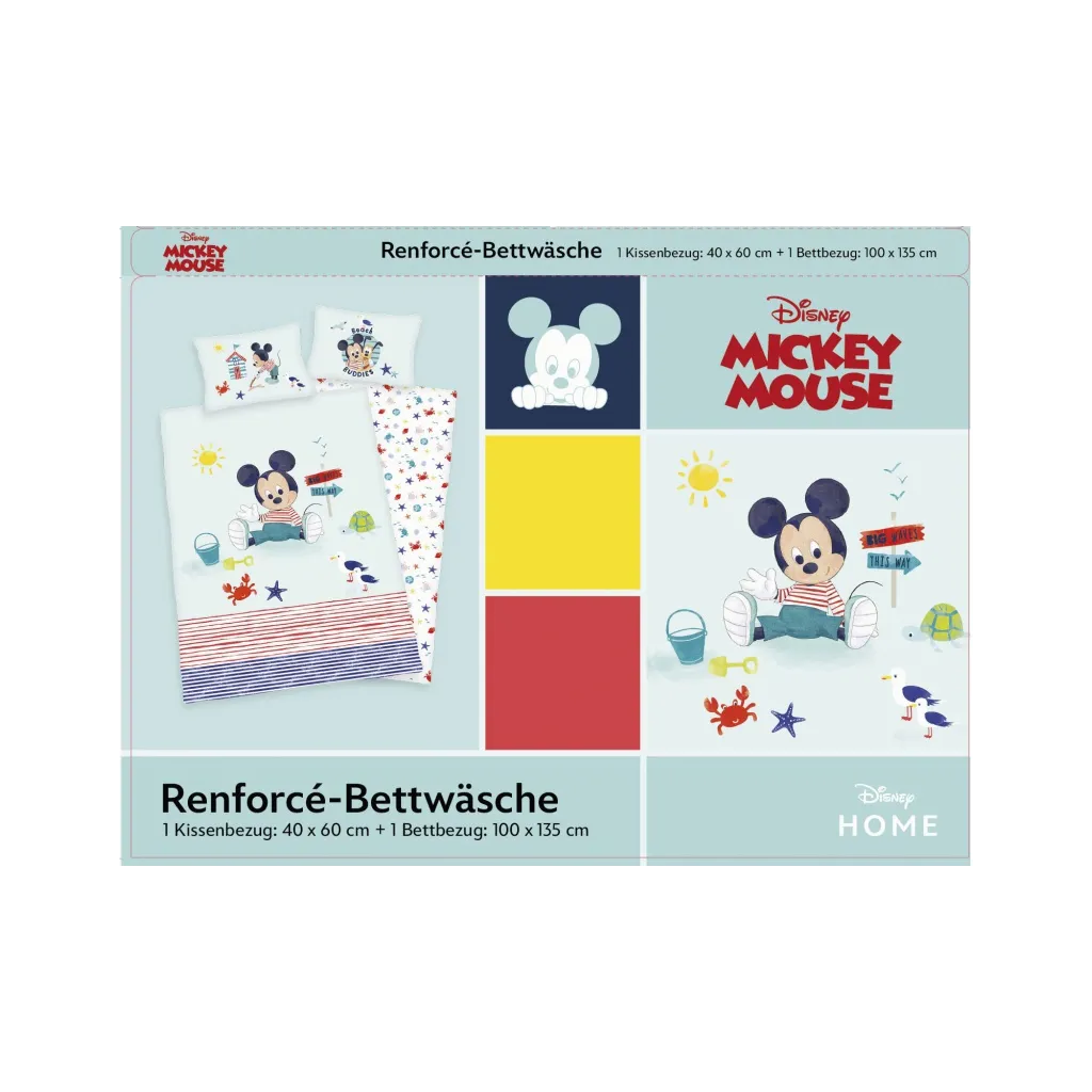HERDING GREEN Detské bavlnené obliečky do postieľky MICKEY MOUSE, 100/135+40/60