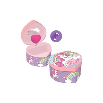 Dětská hrací šperkovnice/box srdíčko UNICORN, KL10087