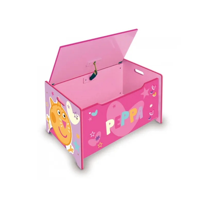 Detský drevený nábytok 2v1 PEPPA PIG Lavica / Box na hračky, PP13985