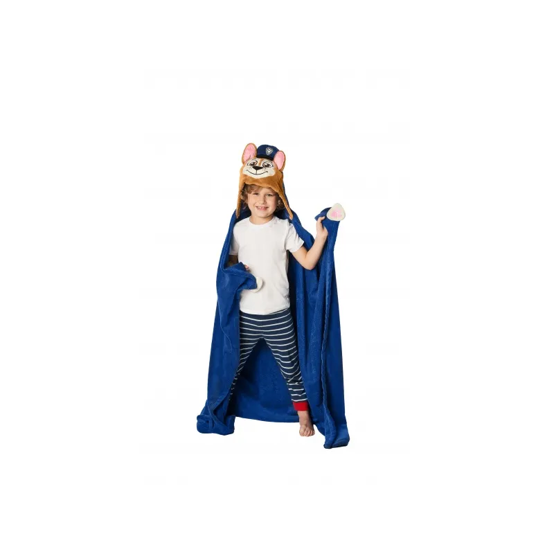 Detská supersoft deka s 3D kapucou PAW PATROL Chase, 110/140cm , PAW213045