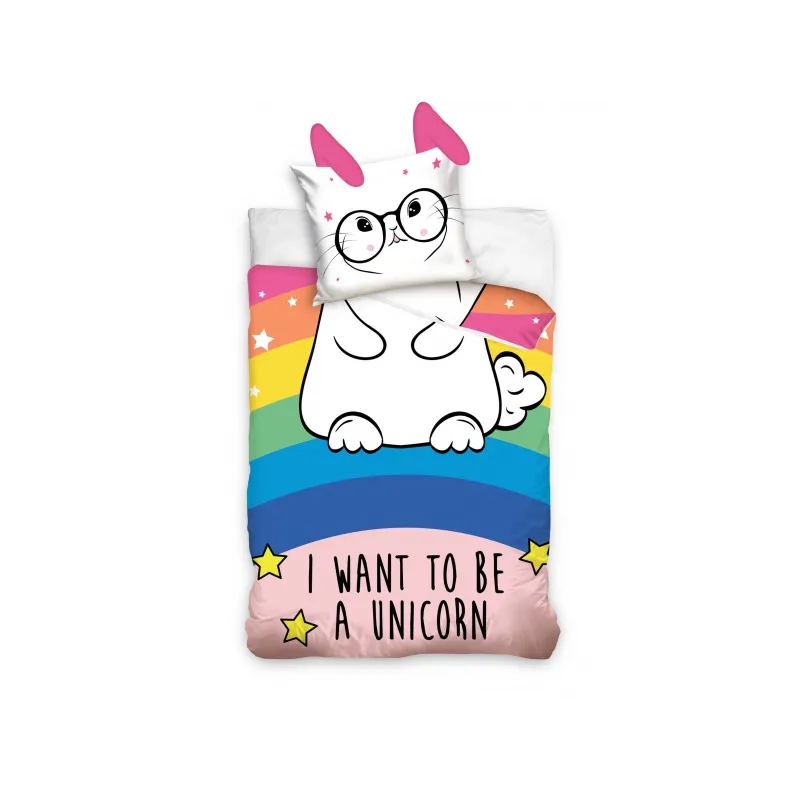 CARBOTEX Bavlnené obliečky s uškami UNICORN, 140/200+70/80, NL201080 CARBOTEX Bavlnené obliečky s uškami UNICORN, 140/200+70/80, NL201080