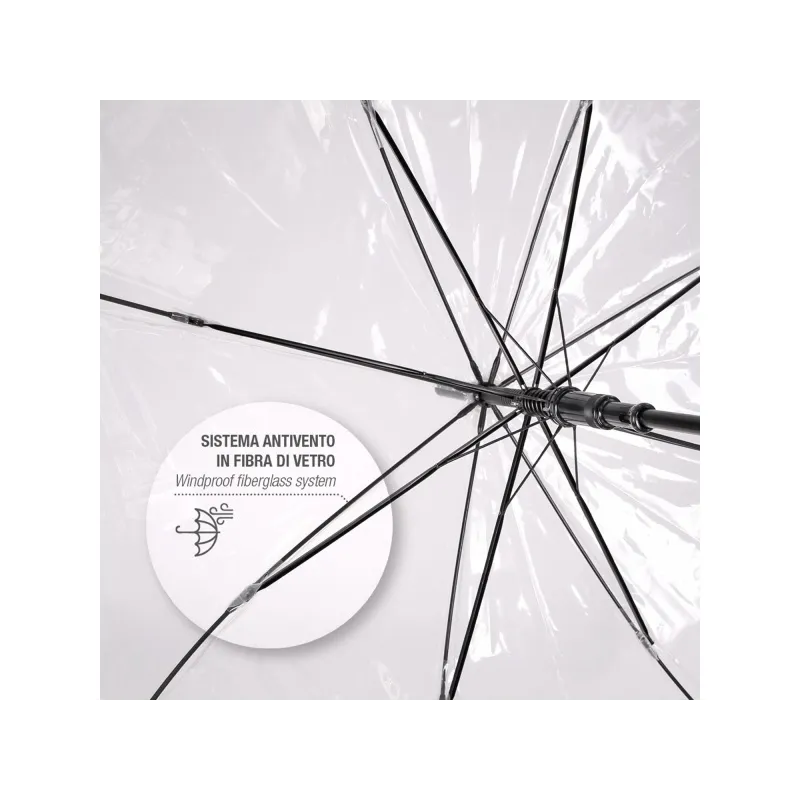 PERLETTI Dámský automatický deštník BLACK BORDER Transparent, 26214 PERLETTI Dámský automatický deštník BLACK BORDER Transparent, 26214