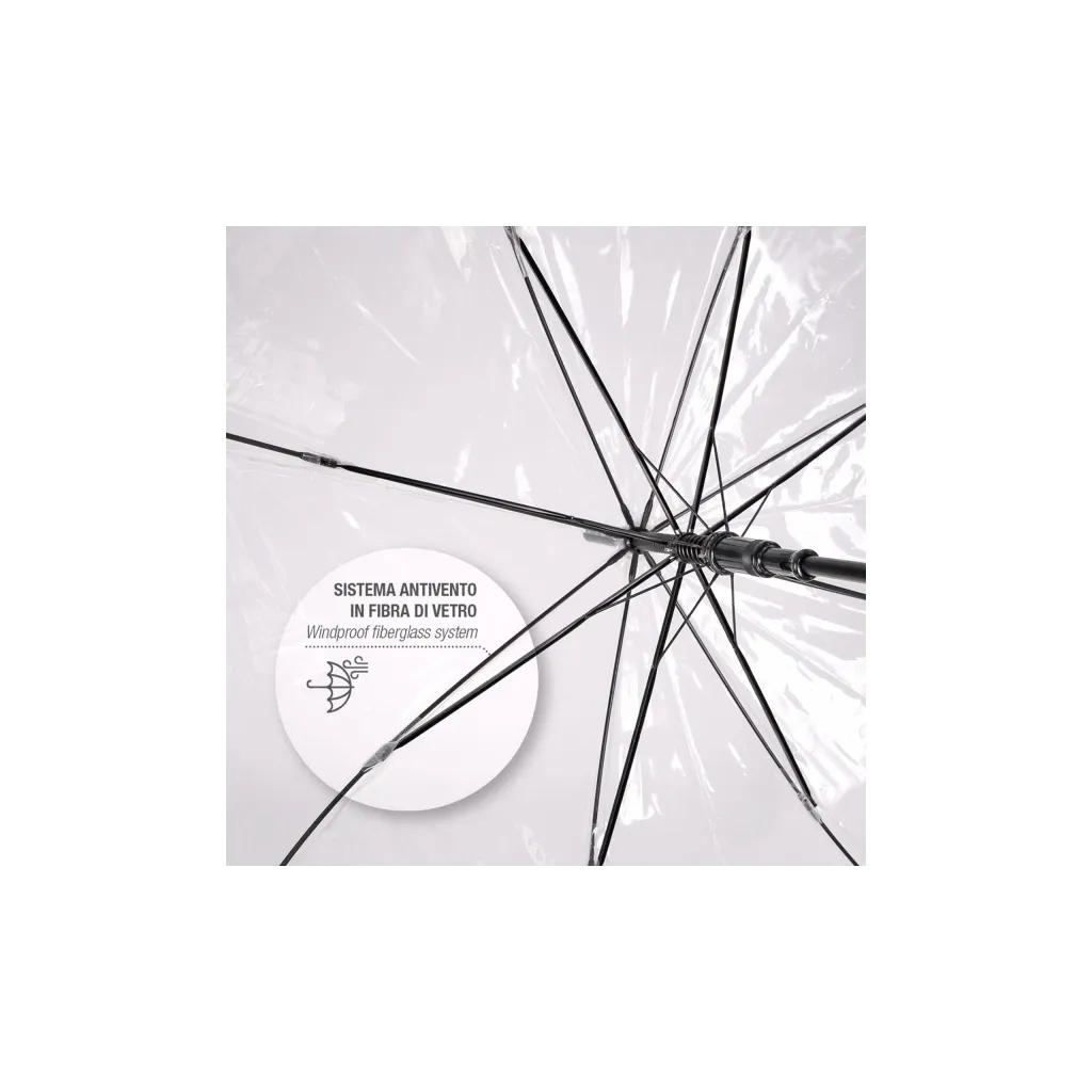 PERLETTI Dámský automatický deštník BLACK BORDER Transparent, 26214