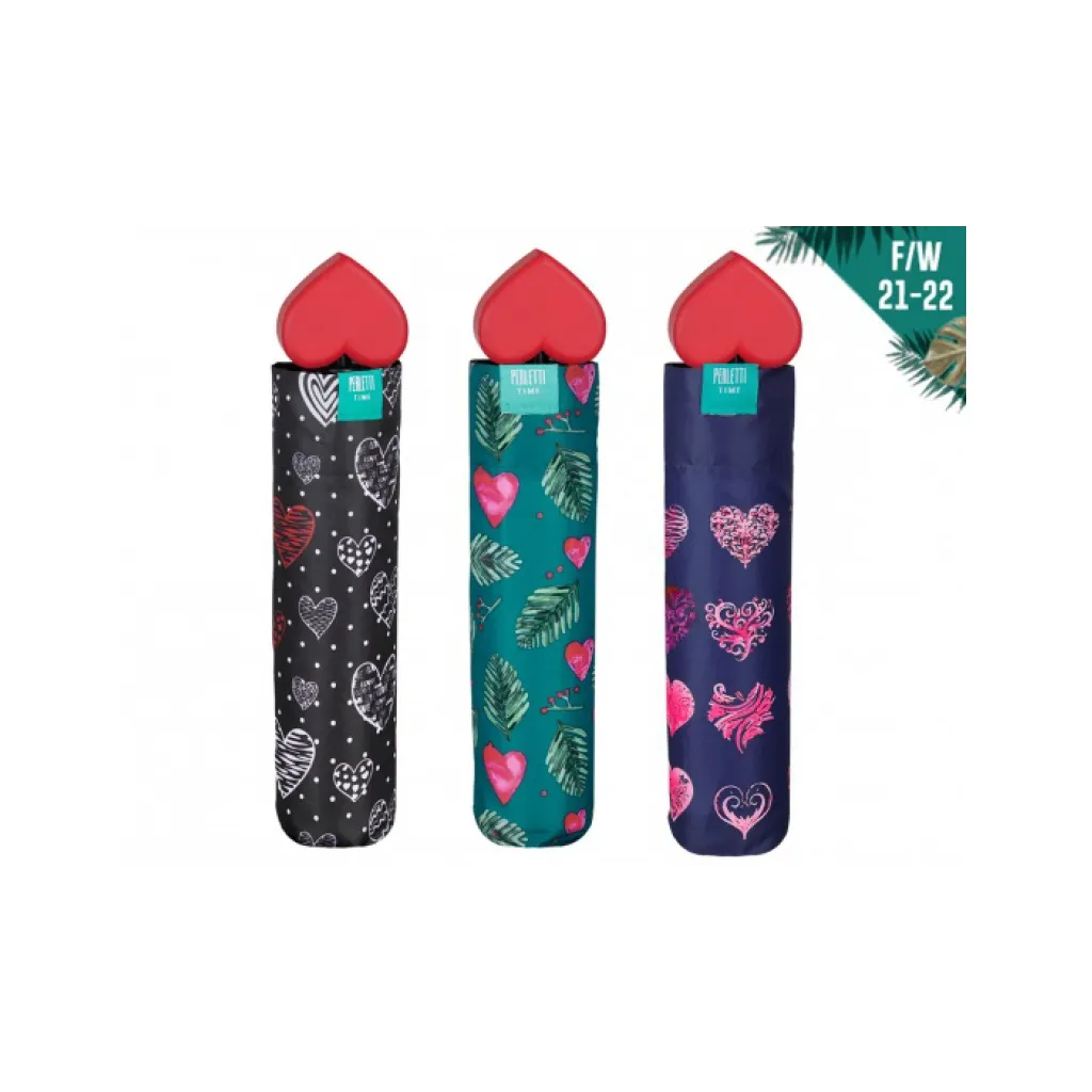 PERLETTI Dámský skládací deštník FANTASIA HEART/zelená, 26233