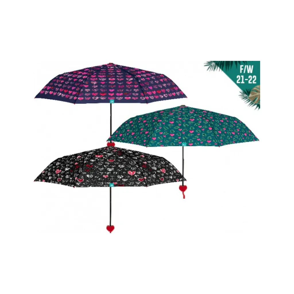 PERLETTI Dámský skládací deštník FANTASIA HEART/zelená, 26233