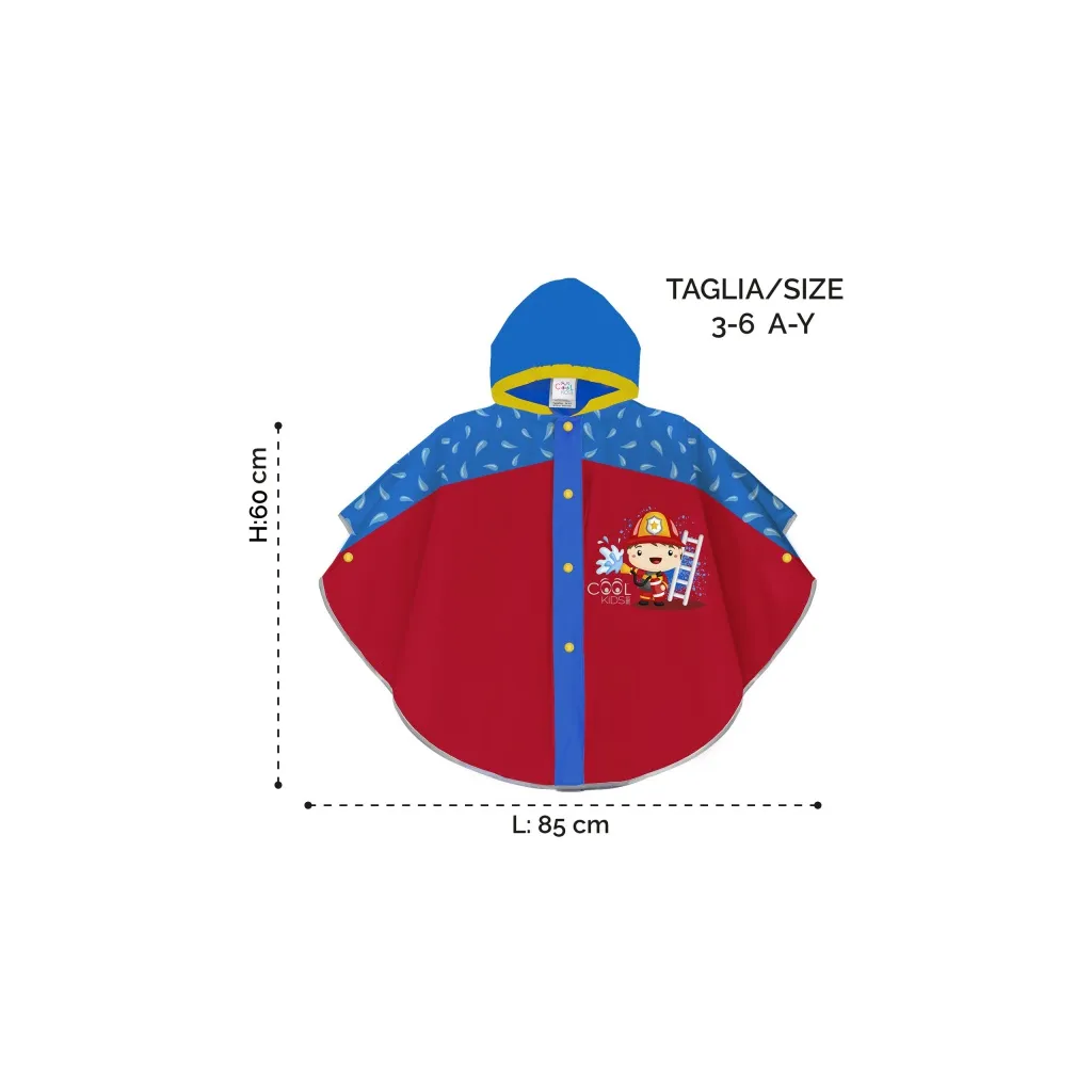 Reflexný pršiplášť / pončo Perletti COOL KIDS Požiarnik, 3/6 rokov, 15585