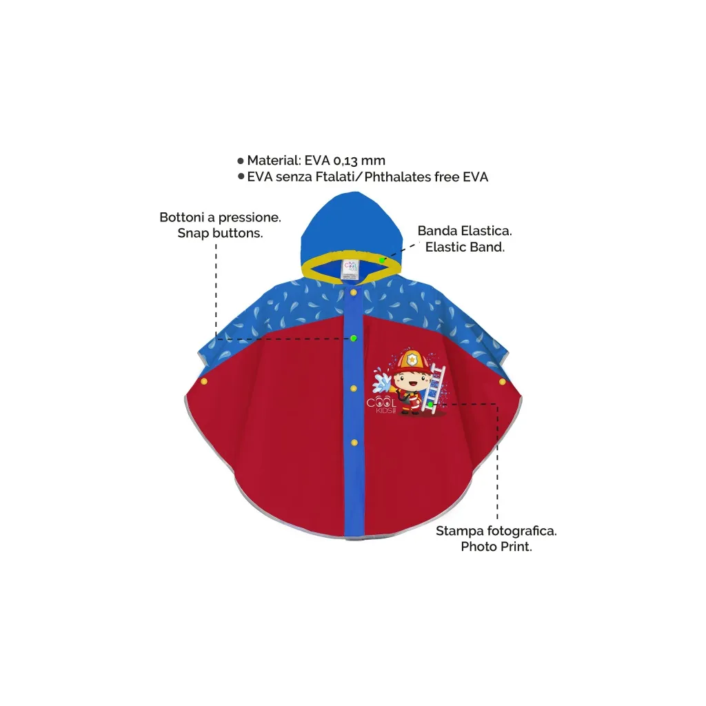 Reflexný pršiplášť / pončo Perletti COOL KIDS Požiarnik, 3/6 rokov, 15585