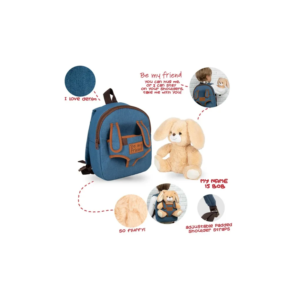 BE MY FRIEND, Dětský denimový batoh s odnímatelnou hračkou UNICORN, 13037