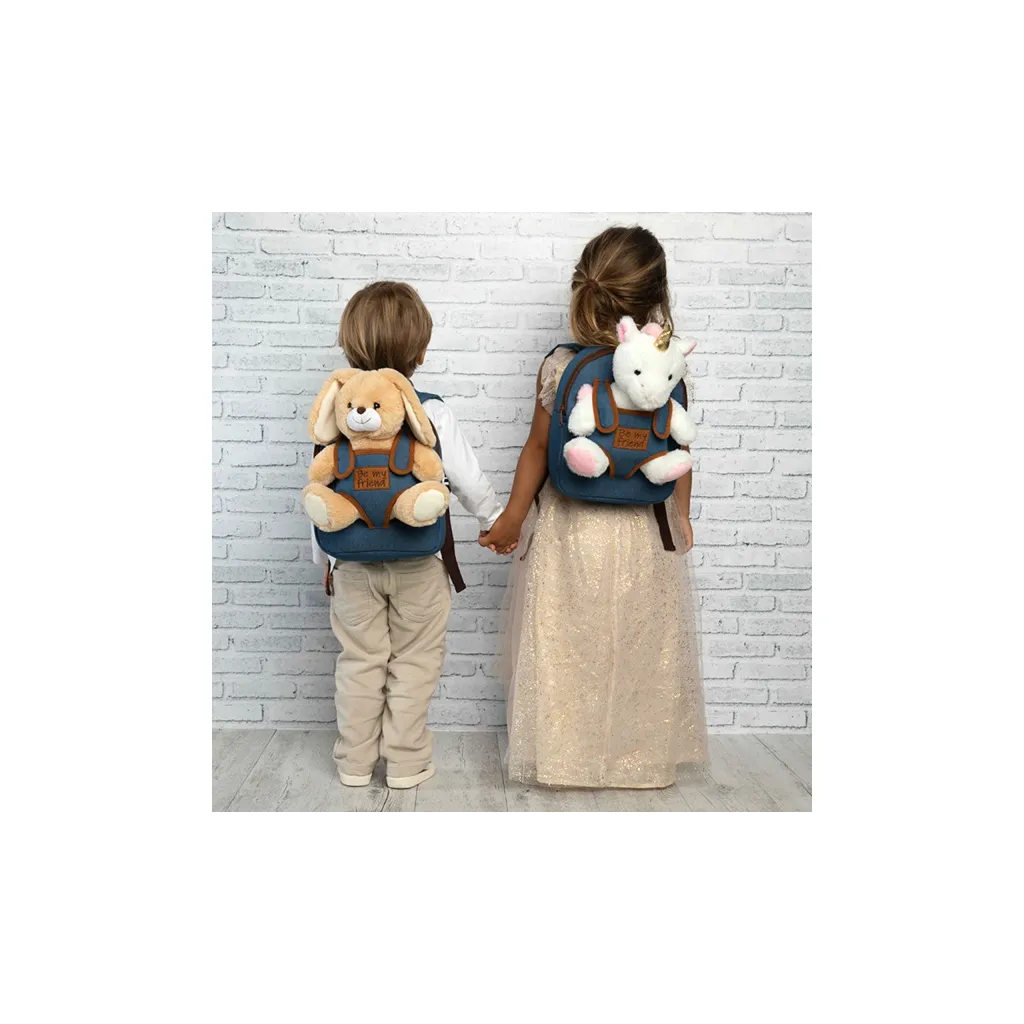 BE MY FRIEND, Dětský denimový batoh s odnímatelnou hračkou UNICORN, 13037