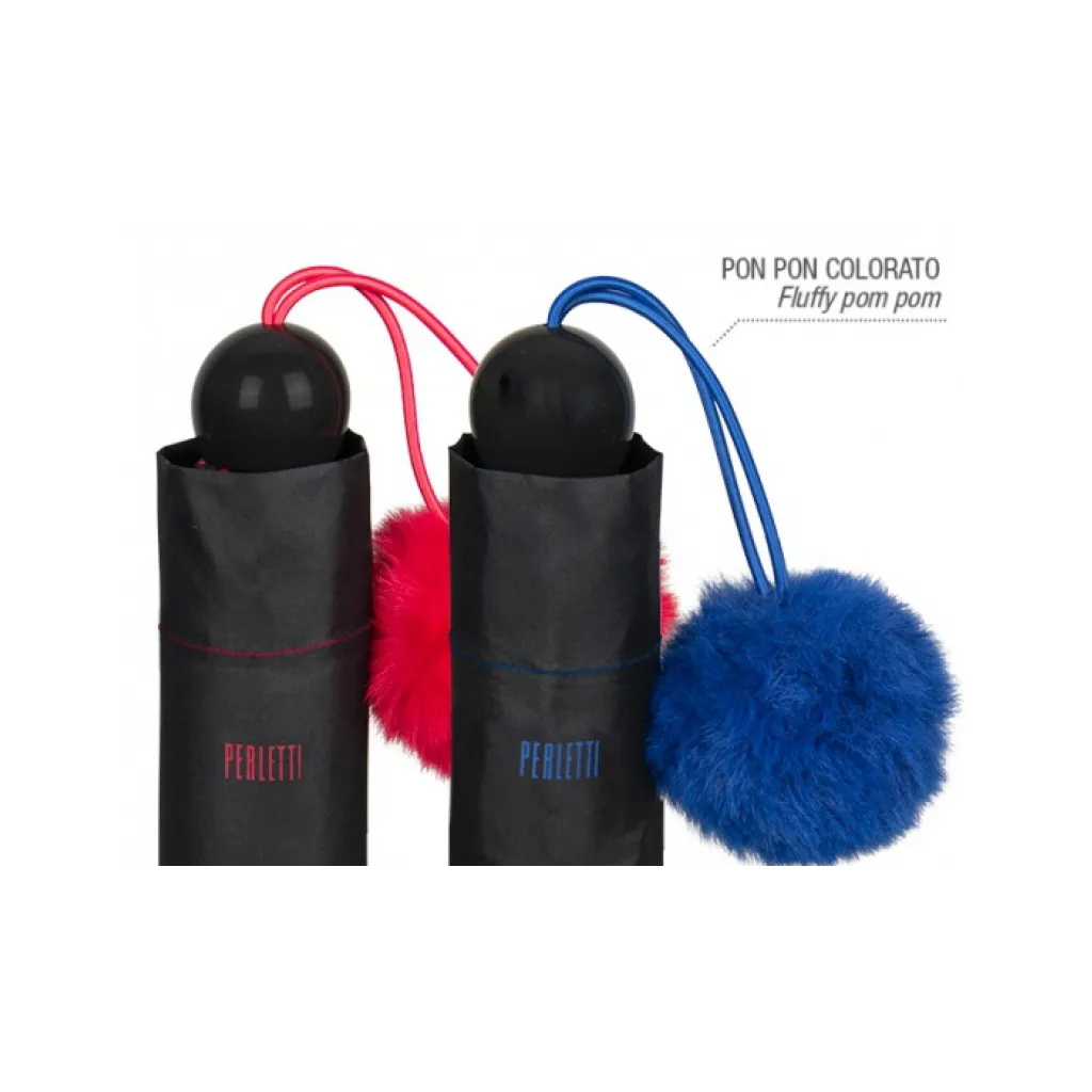 PERLETTI Dámský skladací dáždnik POM-POM / červená, 26098