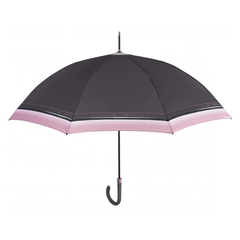 PERLETTI Dámsky automatický dáždnik COLOR BORDER / ružová obruba, 21695