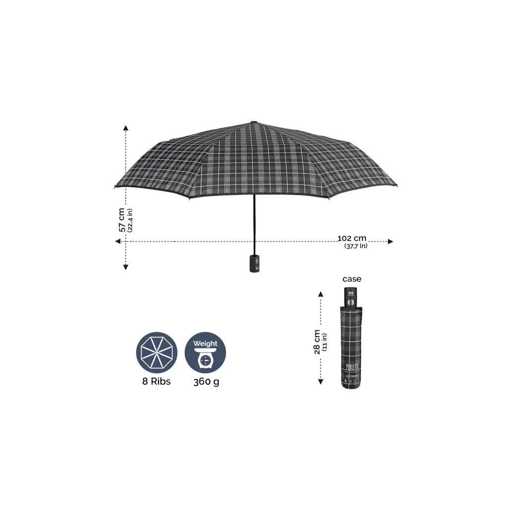 PERLETTI Pánsky automatický dáždnik TIME / sivý prúžok, 21712