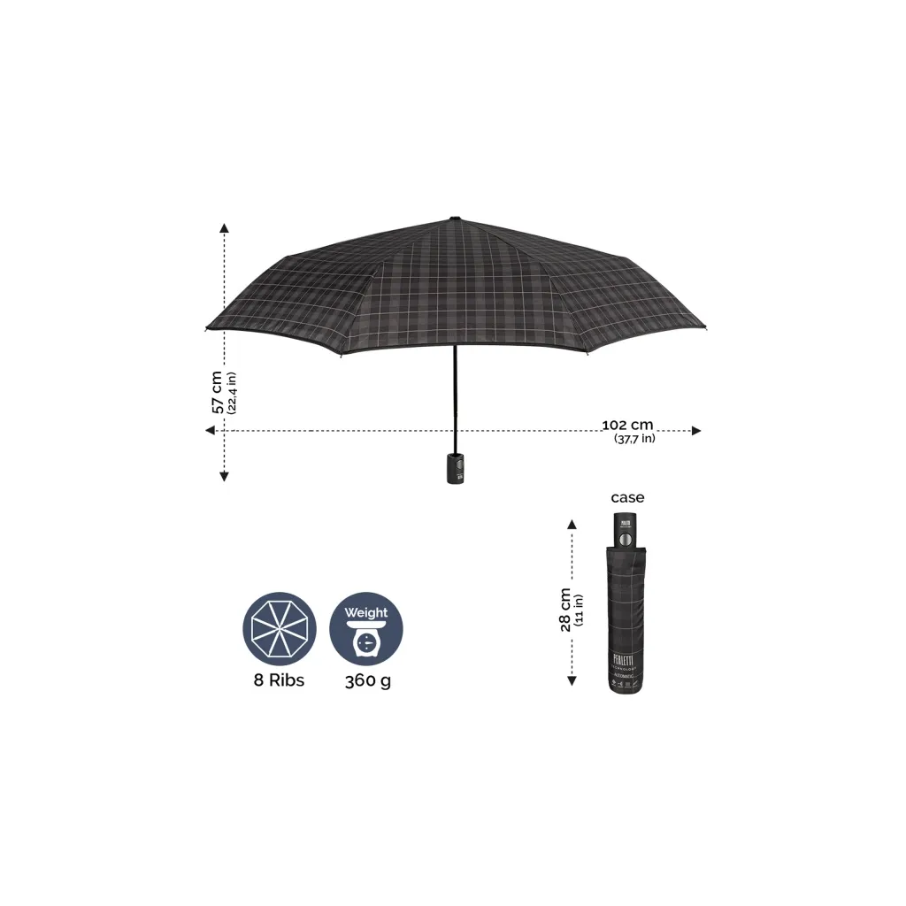 PERLETTI Pánský automatický deštník TIME / hnědý proužek, 21712
