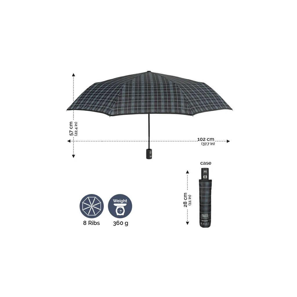 PERLETTI Pánsky automatický dáždnik TIME / tyrkysový prúžok, 21712