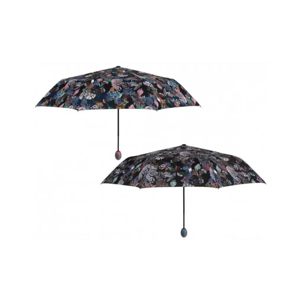 PERLETTI Dámský skládací automatický deštník TECHNOLOGY Foliage/ šedá, 21717