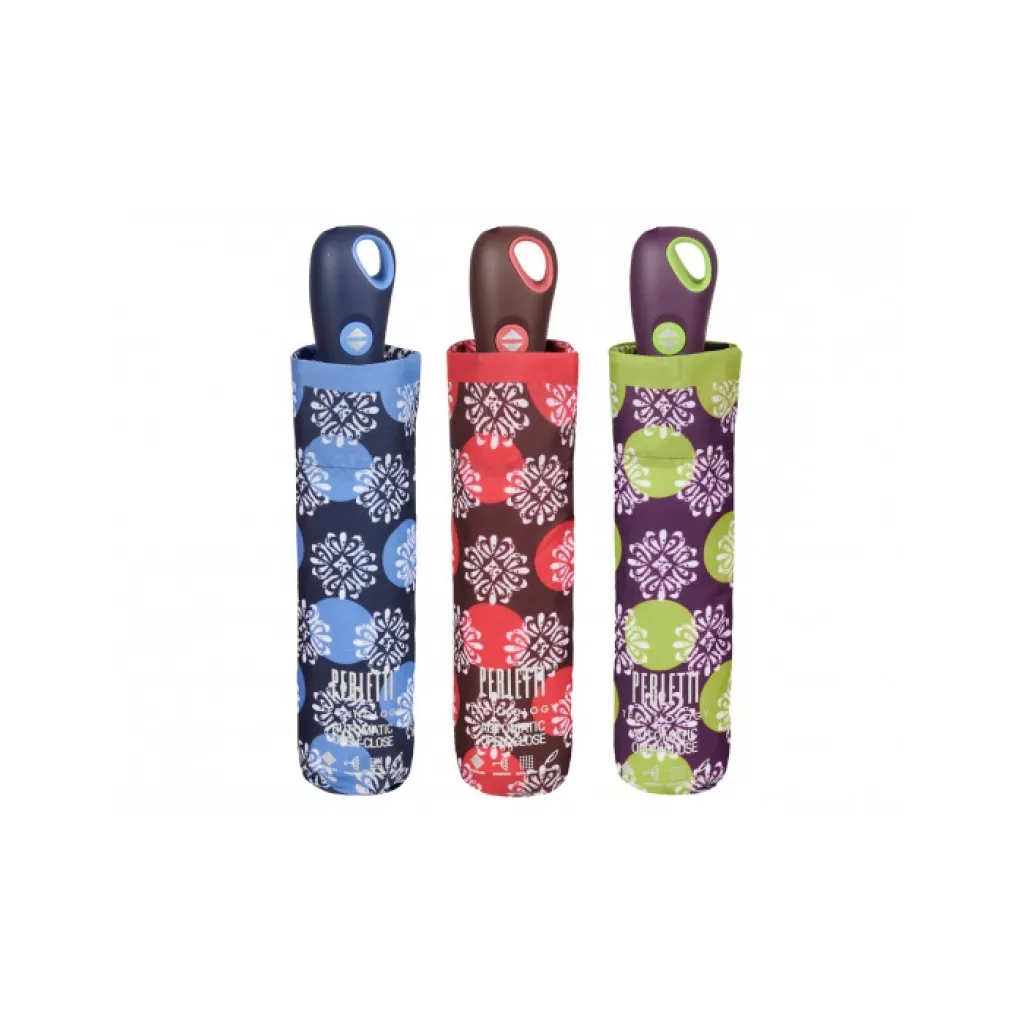 PERLETTI Dámský plnoautomatický deštník TECHNOLOGY Fiori/červená, 21723