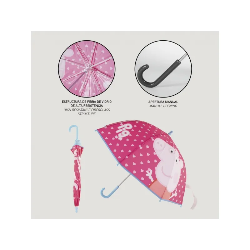 Detský dáždnik PEPPA PIG Pinkie Transparent, 2400000598 Detský dáždnik PEPPA PIG Pinkie Transparent, 2400000598