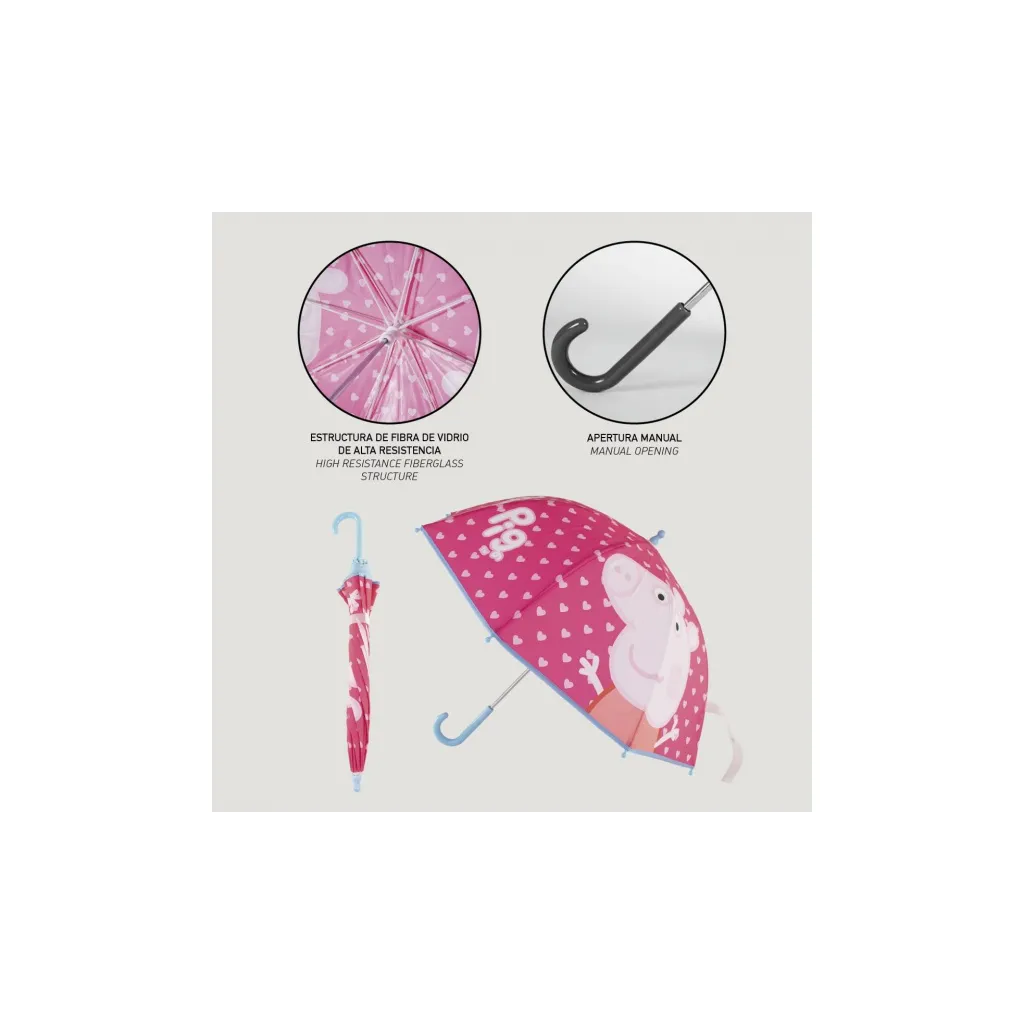 Detský dáždnik PEPPA PIG Pinkie Transparent, 2400000598