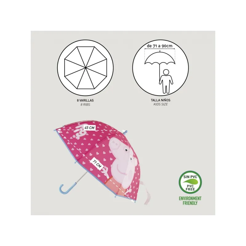 Detský dáždnik PEPPA PIG Pinkie Transparent, 2400000598 Detský dáždnik PEPPA PIG Pinkie Transparent, 2400000598