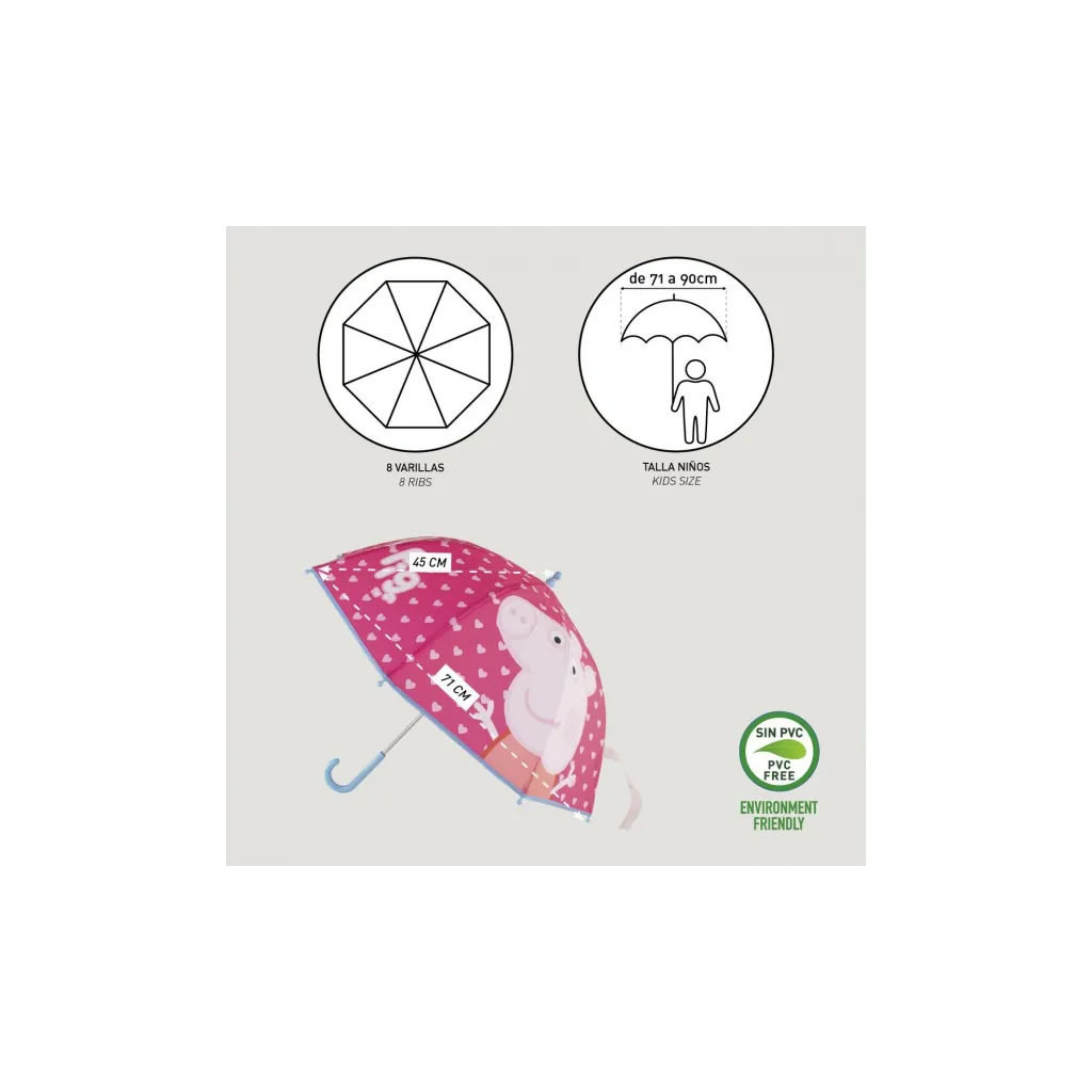Detský dáždnik PEPPA PIG Pinkie Transparent, 2400000598