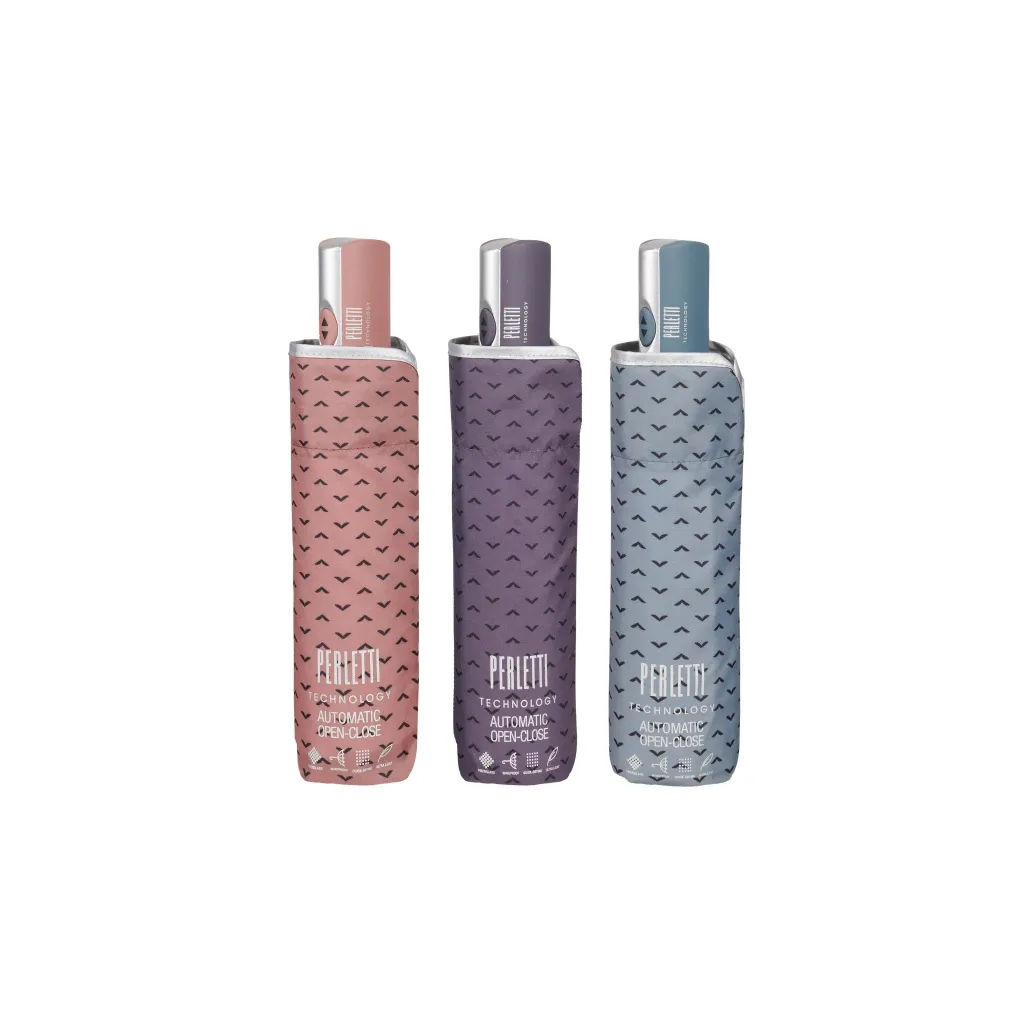 PERLETTI Dámský plnoautomatický deštník TECHNOLOGY Trattino/šedá, 21721