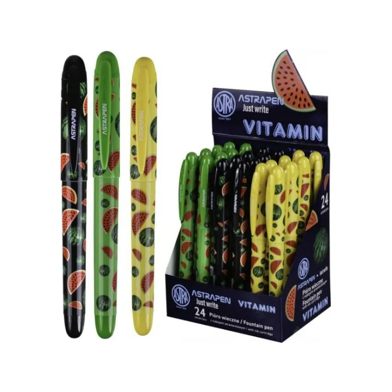 ASTRA Vitamin, Plniace atramentové pero, mix farieb, stojan, 203120001 ASTRA Vitamin, Plniace atramentové pero, mix farieb, stojan, 203120001