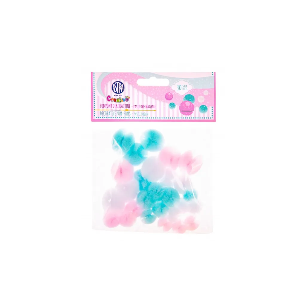 Silonové pompony Creativo PASTEL DREAM – 30 ks