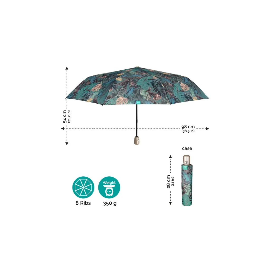 PERLETTI Dámský plnoautomatický dáždnik  TIME Naturo / palmy, 26234