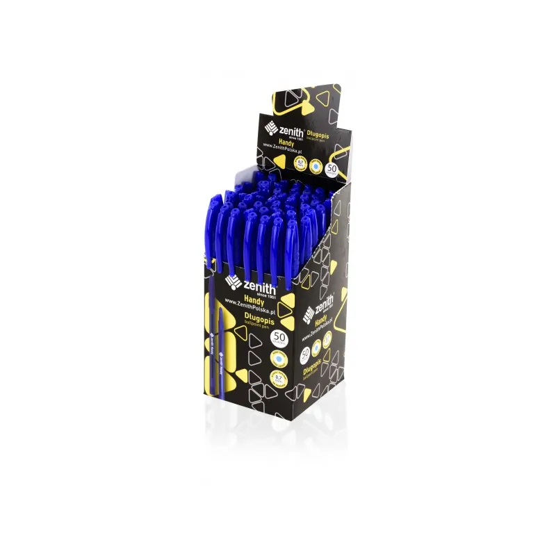 10ks - ZENITH Handy, Jednorazové guľôčkové pero 0,7mm, modré s vrchnákom, 201318007