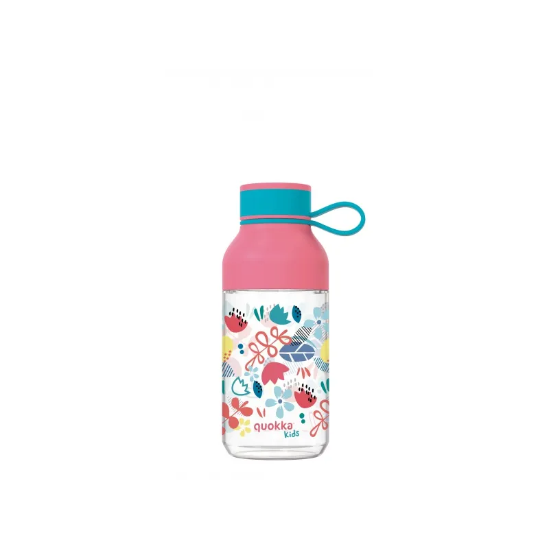 Quokka Kids Ice, Plastová fľaša s pútkom Flowers, 430ml, 40158 Quokka Kids Ice, Plastová fľaša s pútkom Flowers, 430ml, 40158