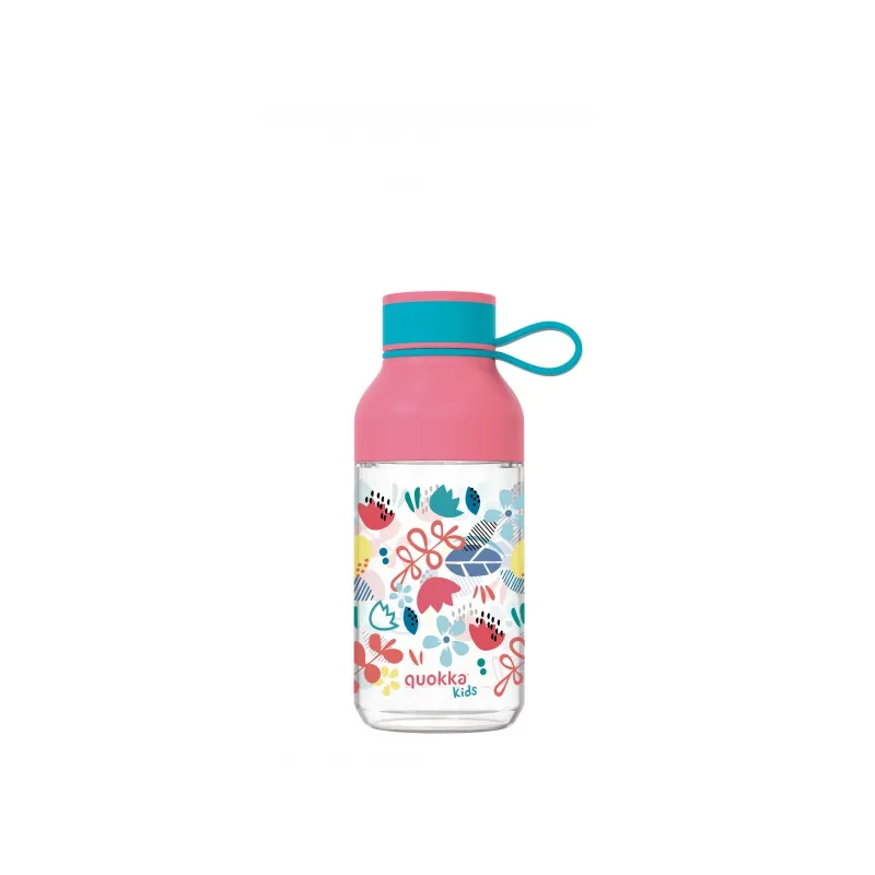 QUOKKA KIDS Plastová fľaša s pútkom FLOWERS, 430ml, 40158
