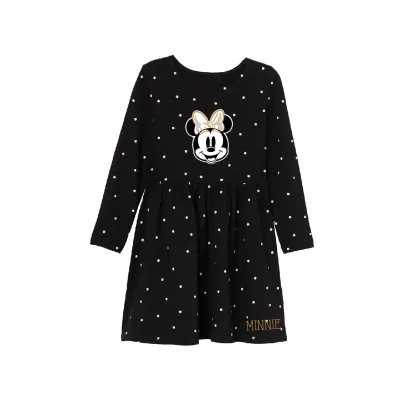Dívčí bavlněné šaty s dlouhým rukávem MINNIE MOUSE