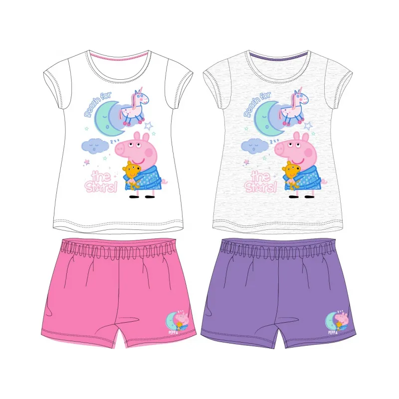 2ks Dievčenské krátke bavlnené pyžamá PEPPA PIG 2ks Dievčenské krátke bavlnené pyžamá PEPPA PIG