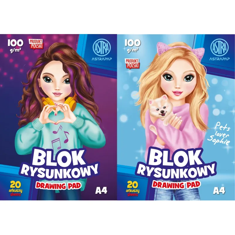 Náčrtník / skicár A4, 20 listov 100g/m2 "Emi&Sofi", 106022013