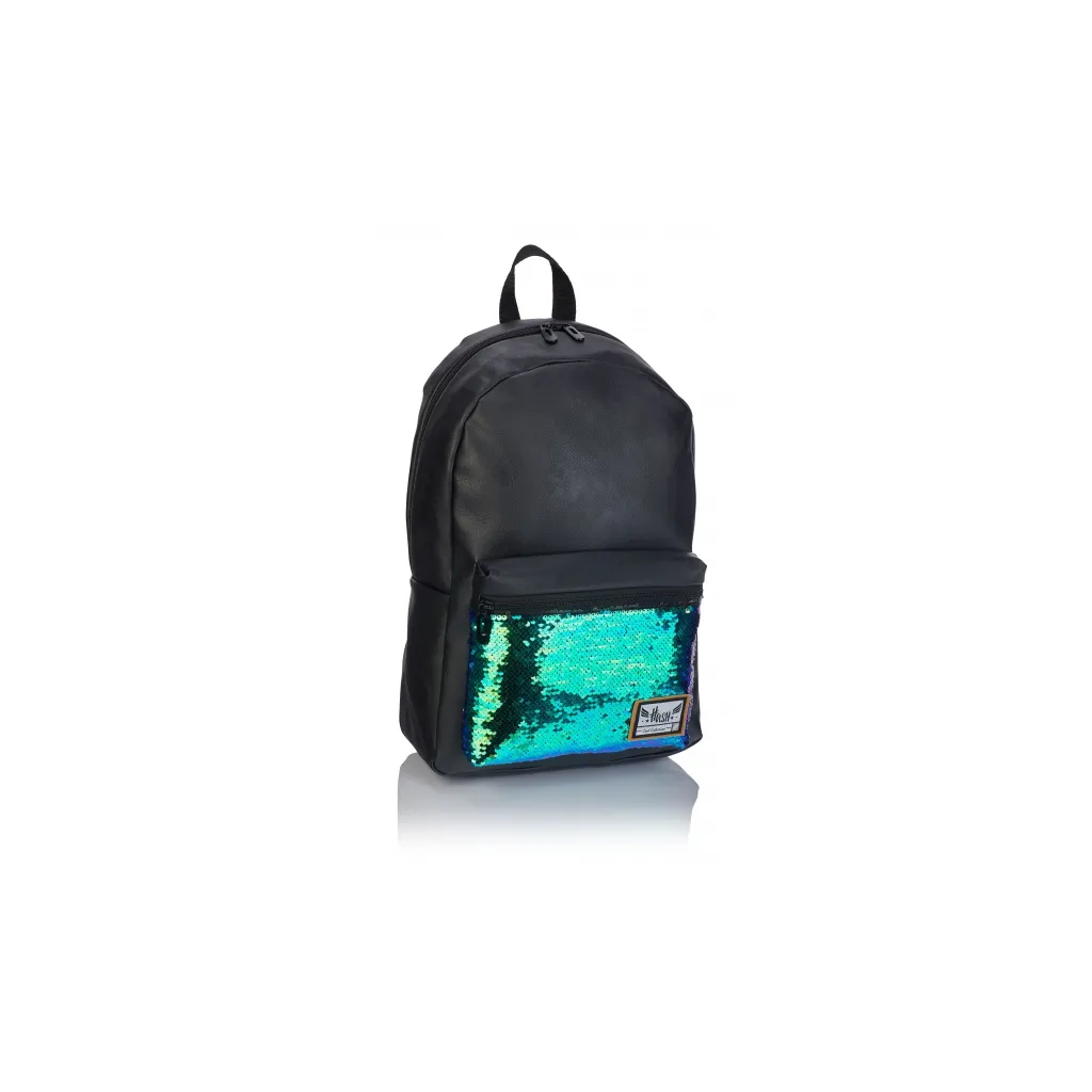 Štýlový koženkový batoh HASH, Green Sequins, HS-134, 502019088
