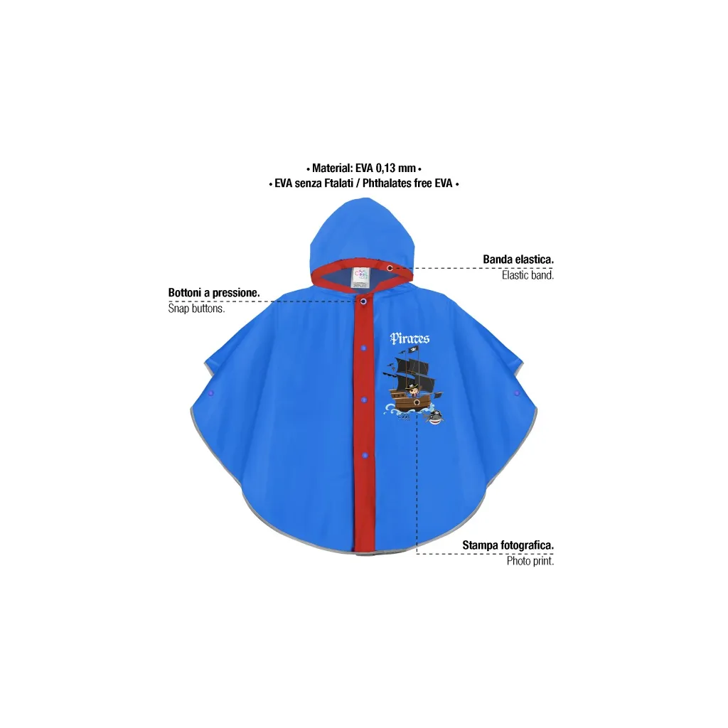 PERLETTI Reflexní pláštěnka / pončo COOL KIDS Piráti, 3/6 let, 15603