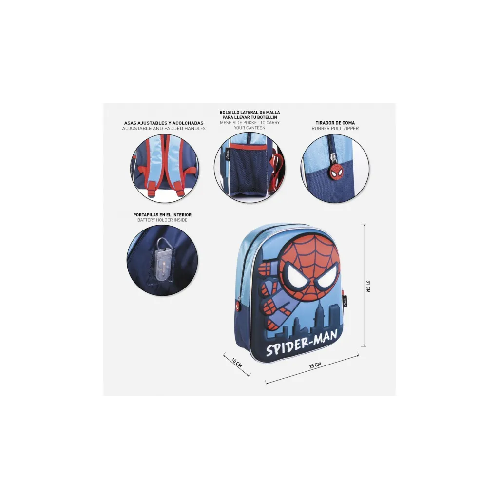 Dětský světélkující 3D batoh SPIDERMAN, 2100003801